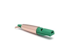 Acme Dog Whistle 210½ - Sterling Silver Rose Gold Sleeve-Emerald Green